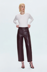 Jett high rise bowed straight pant - cabernet