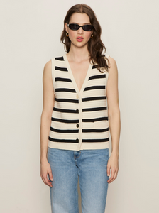 Textured sweater vest - macrame / black stripe