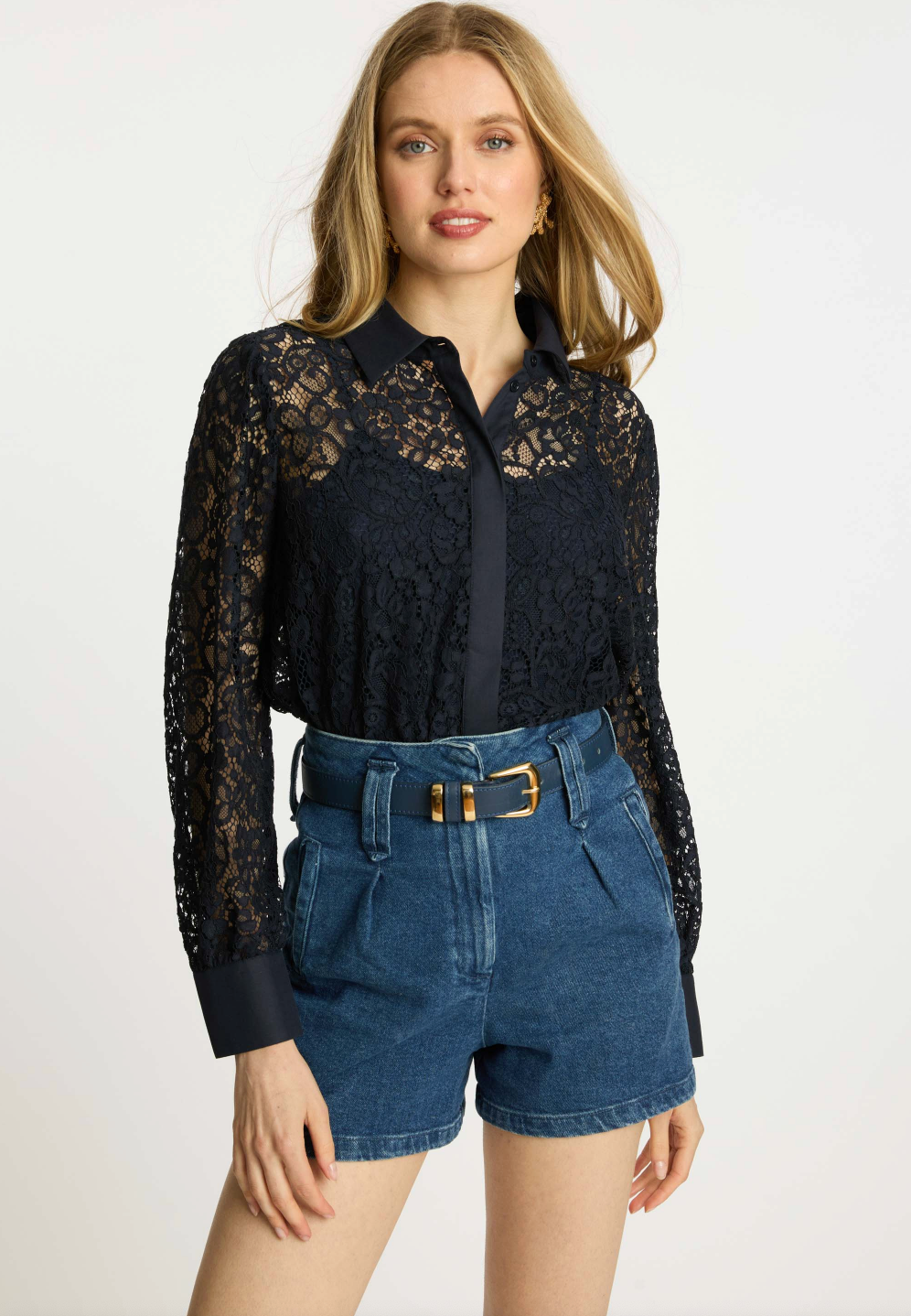 Emmie top - dark navy lace