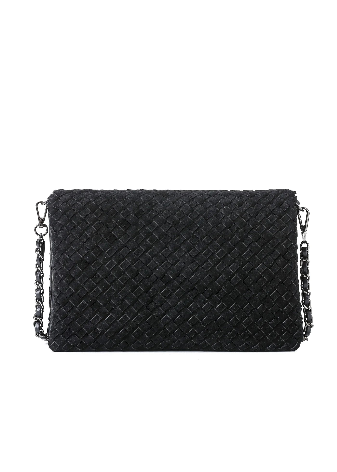 Lexi crossbody bag - black woven vegan suede