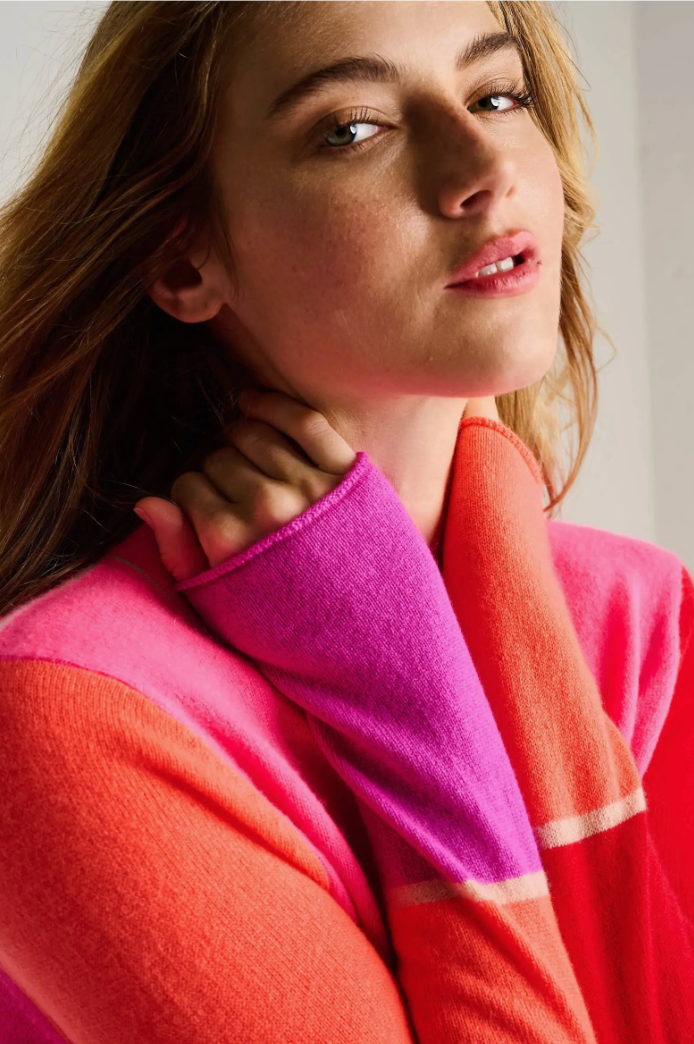 Block talk sweater - neon pink combo