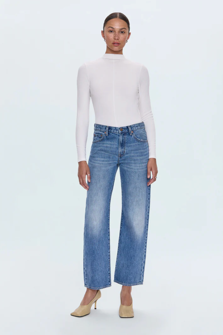 Lexi mid-rise bowed straight jeans - metropolis
