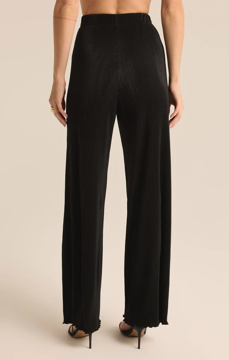 Denia pleated high-rise pants - black