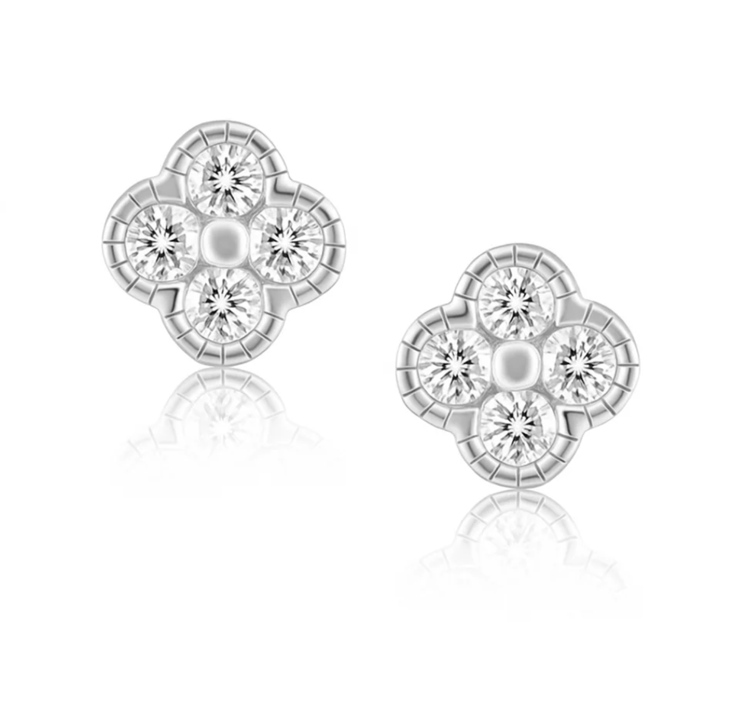 Gracie CZ clover studs - silver