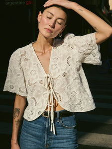 Rosalyn Tie Top - white