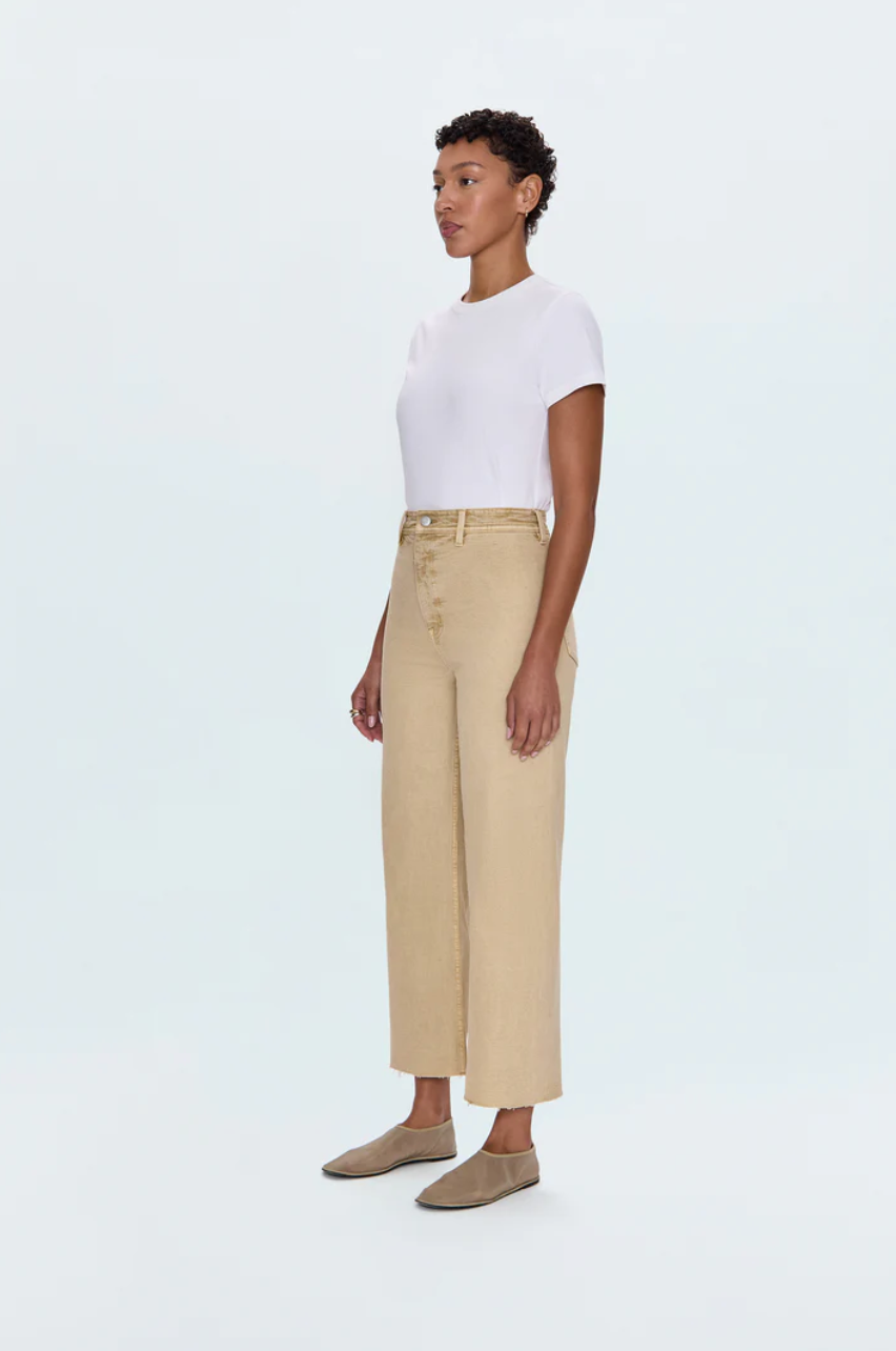 Penny crop high-rise wide leg jean - sand dollar