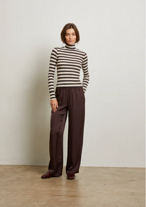 Camile satin straight leg pant - cocoa