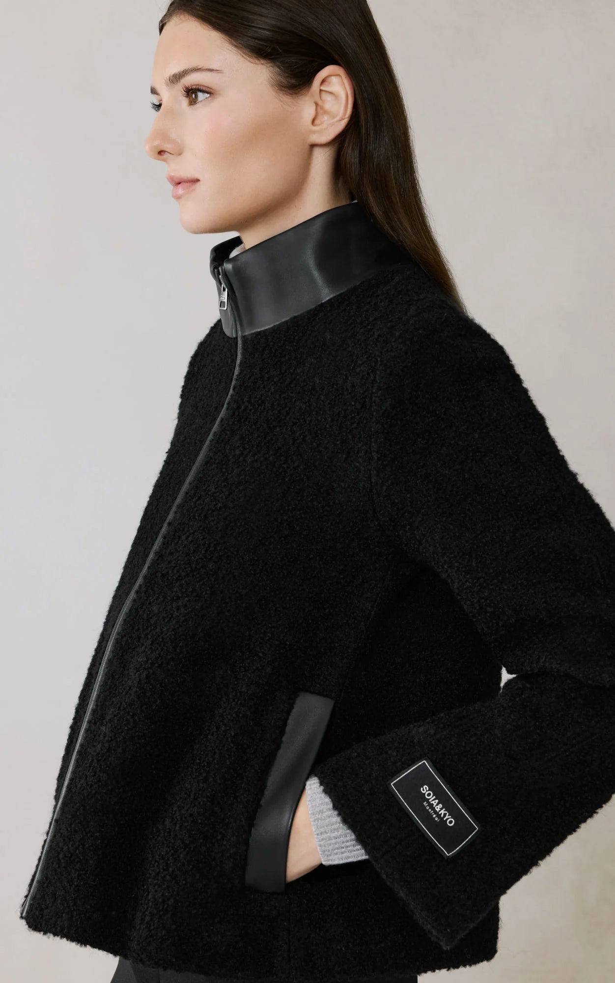 Kaitlyn boucle trapeze jacket - black