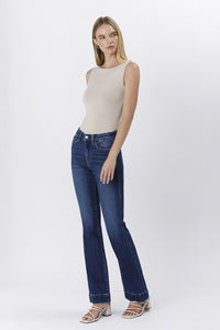 F5865 - High rise trouser hem jeans - blue element