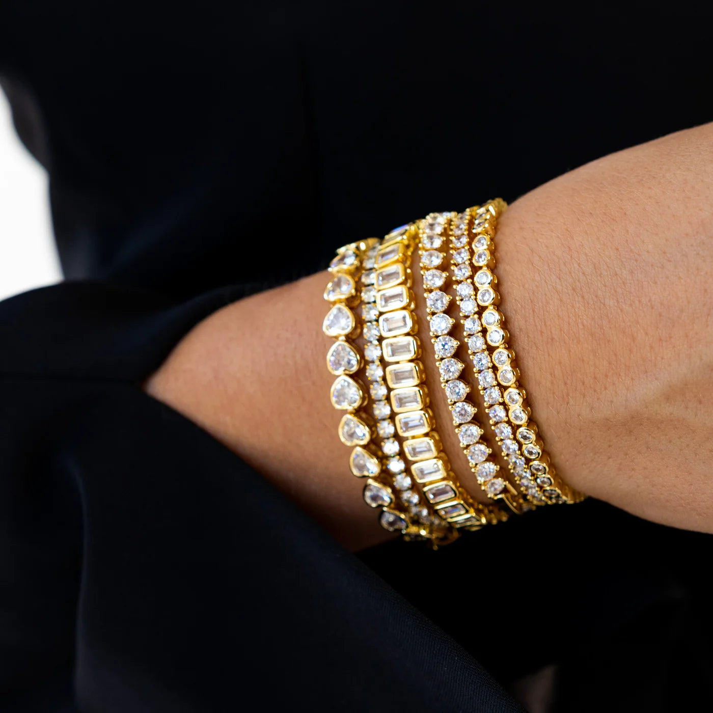 Bezel tennis bracelet (6.5) - gold