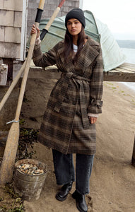 Jackie plaid trench - latte