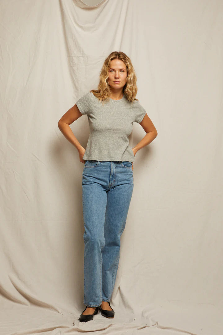 April cotton crew tee - heather grey