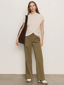 Draped sleeveless mock neck - mother of pearl