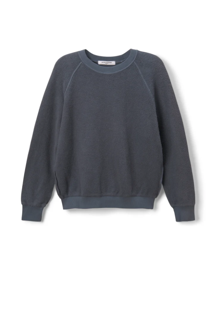 Ziggy inside out cotton fleece shrunken crew - night