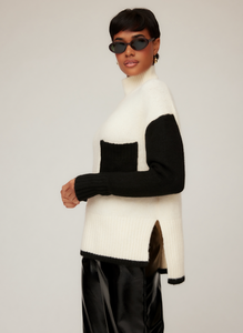 Colette Turtleneck Sweater - black / cream