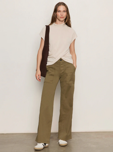 Draped sleeveless mock neck - mother of pearl