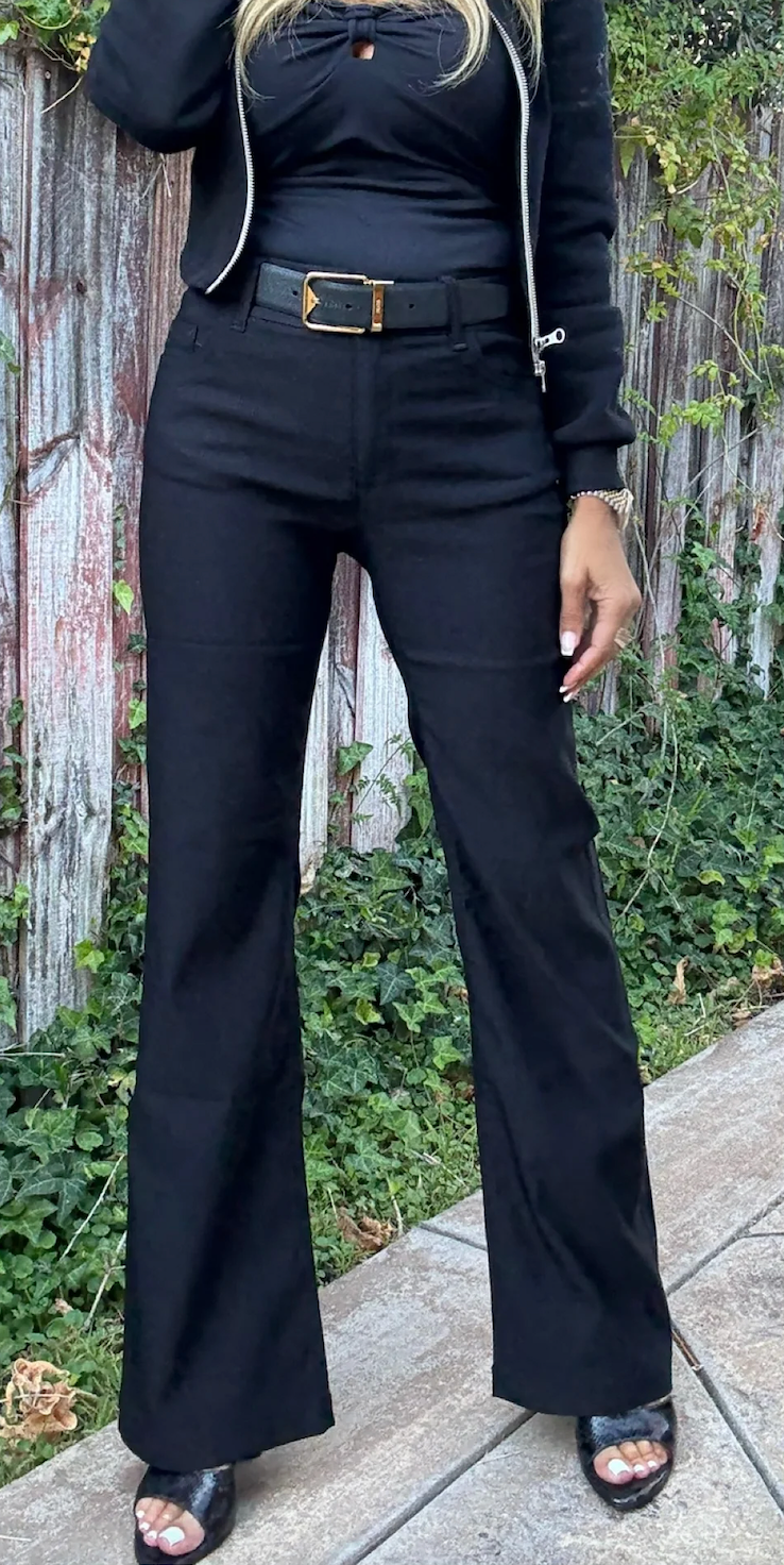 Amy bootcut - black stripe