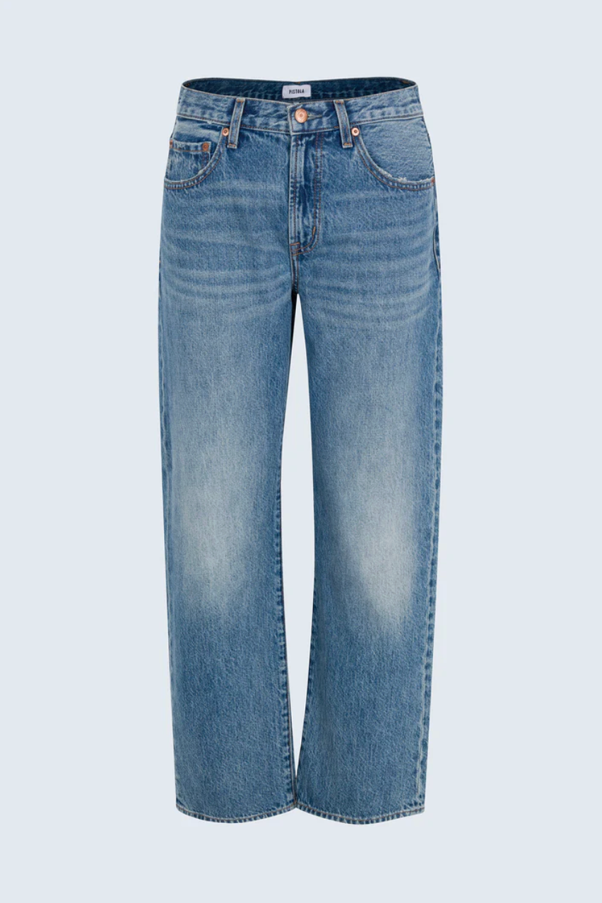 Lexi mid-rise bowed straight jeans - metropolis