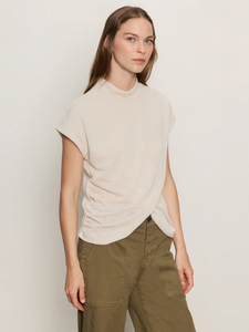 Draped sleeveless mock neck - mother of pearl