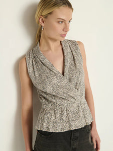 Nina Wrap Front Top - winter pebble