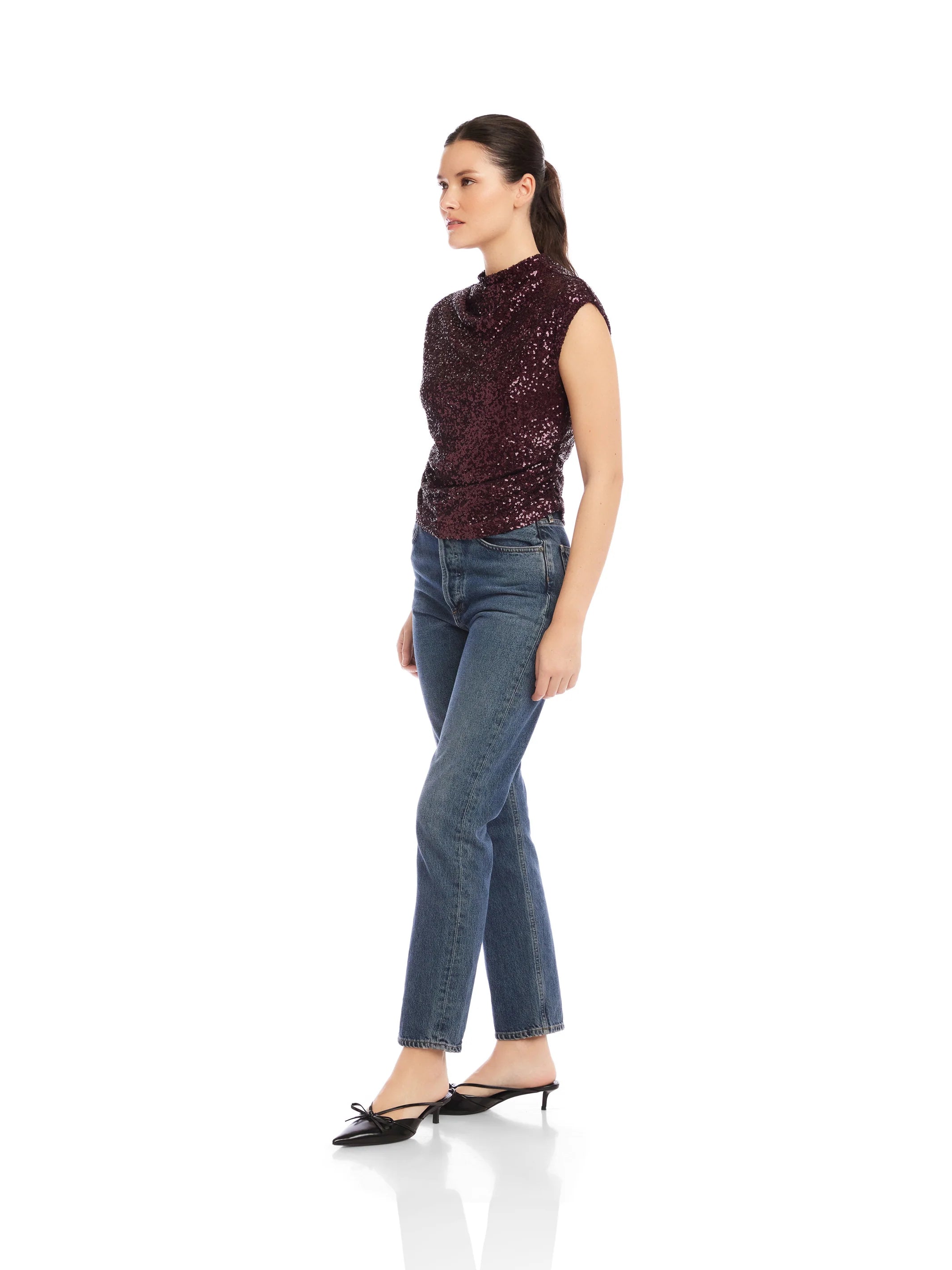 Gwennie Sequin Tank - eggplant