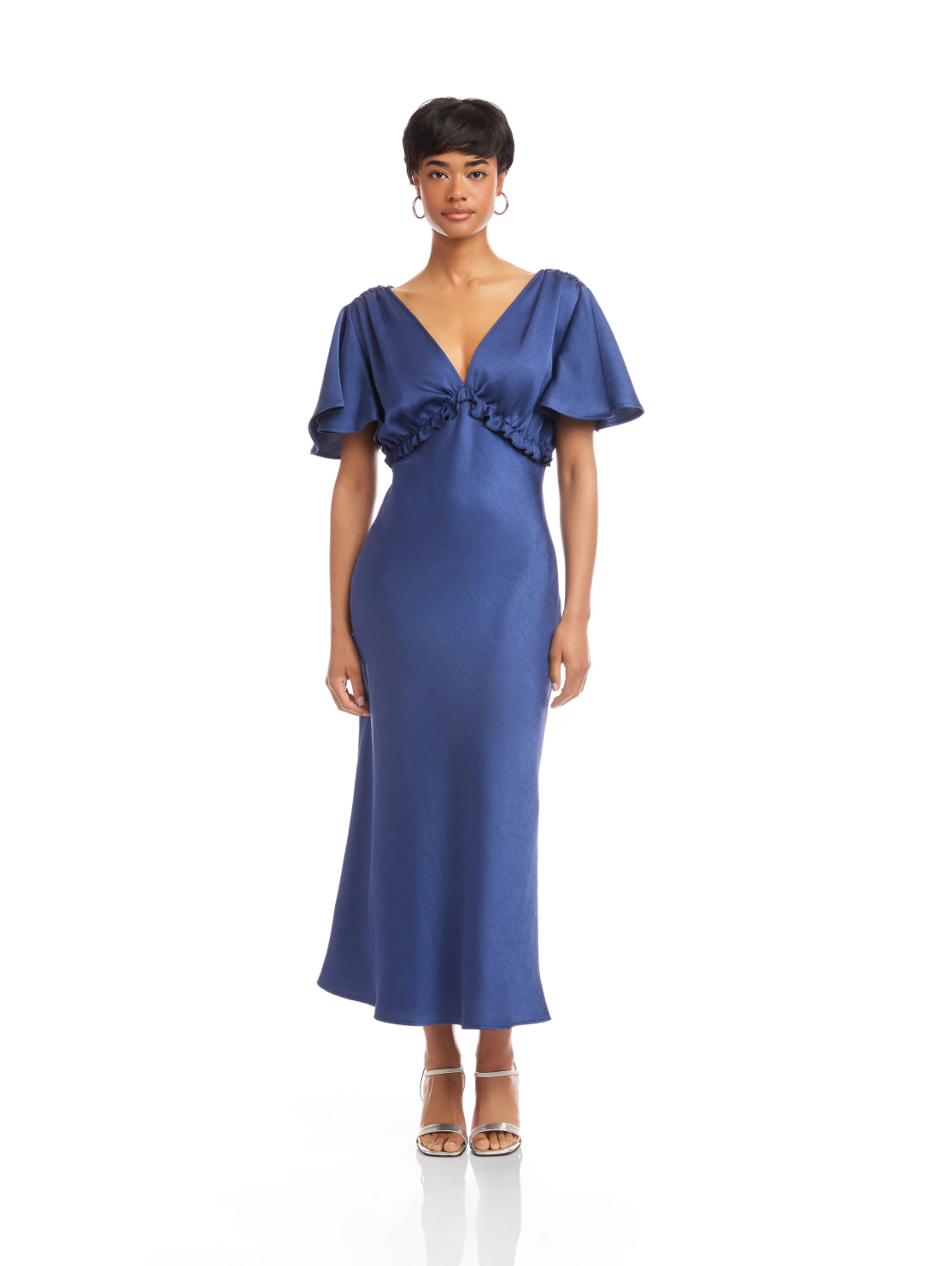Shailene Flutter Sleeve Dress - deep blue