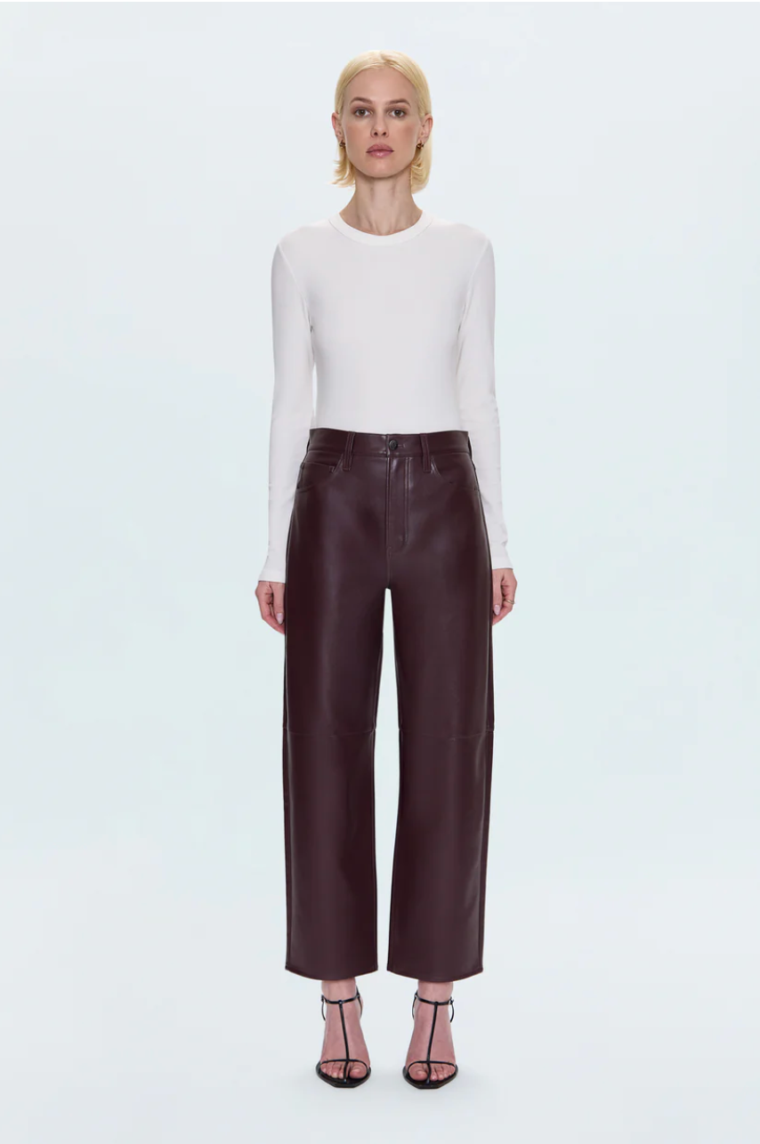 Jett high rise bowed straight pant - cabernet