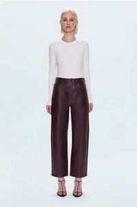 Jett high rise bowed straight pant - cabernet