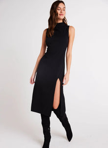 Mock neck midi dress - black