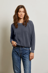Ziggy inside out cotton fleece shrunken crew - night