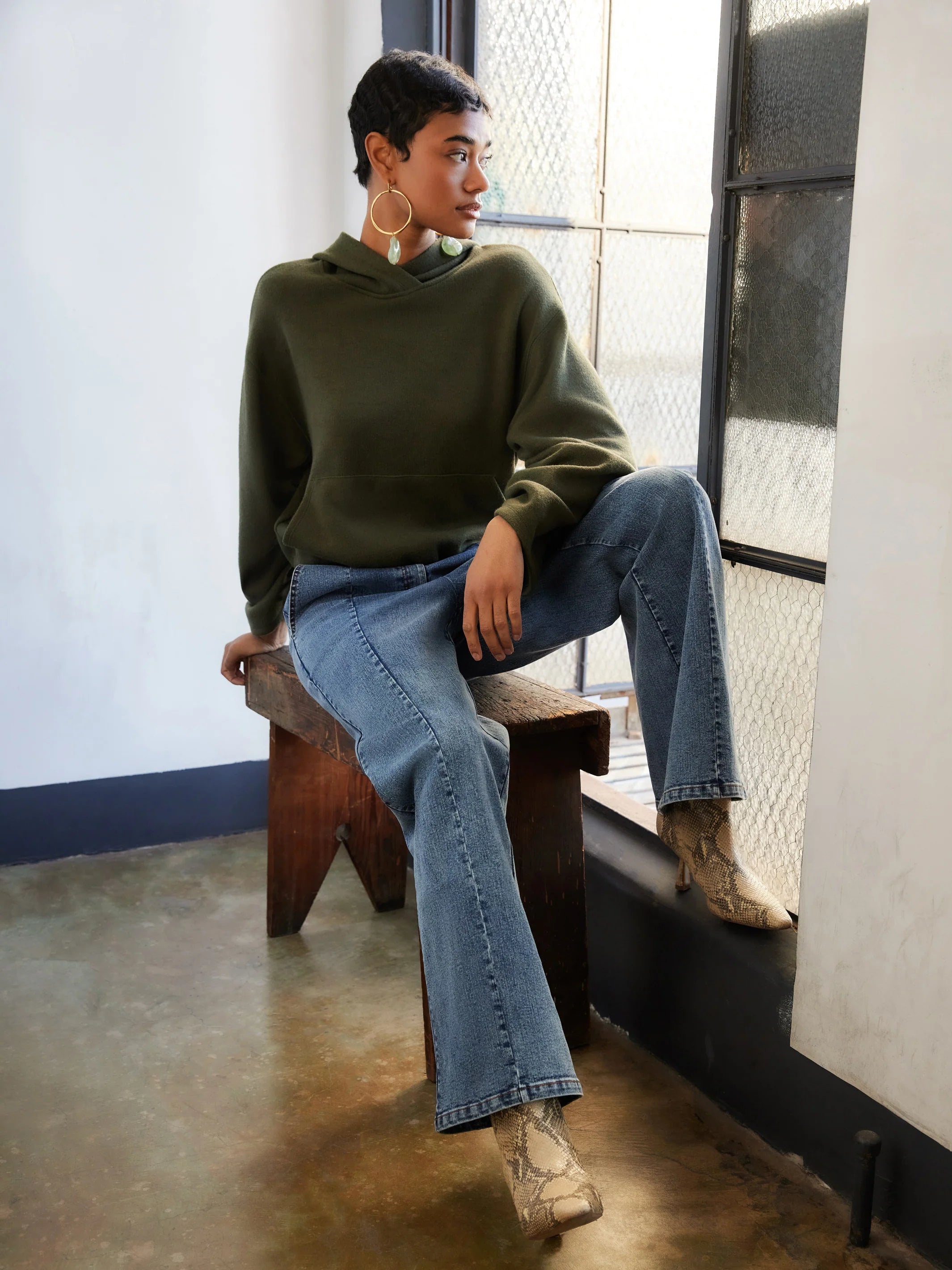 Makenna bubble sweatshirt - olive