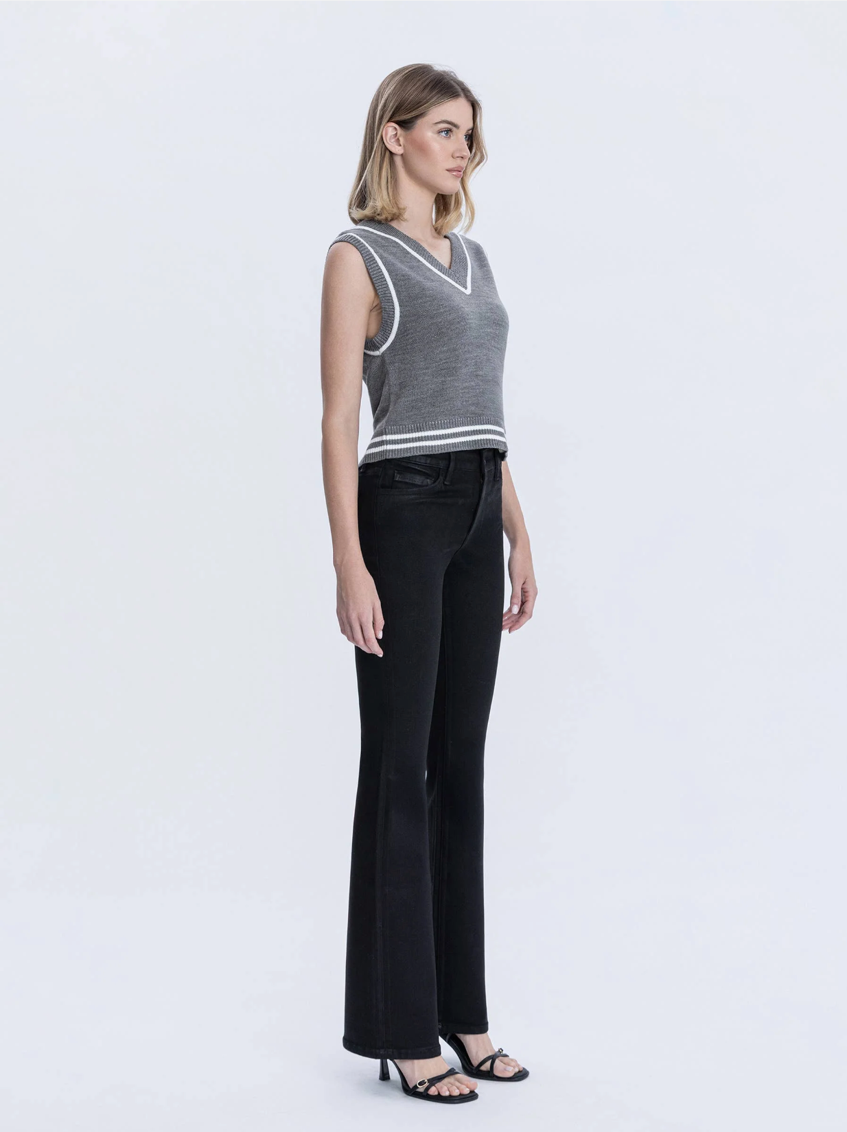 F6314BK - Full Length Black Bootcut Jeans - black
