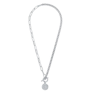 Stacie toggle chain coin necklace - silver