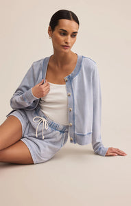 Daily knit denim cardigan - washed indigo