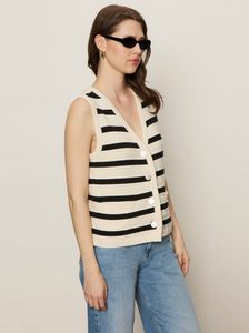 Textured sweater vest - macrame / black stripe