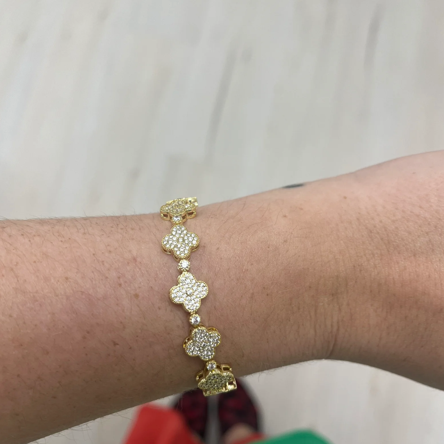 Gracie clover tennis bracelet - gold