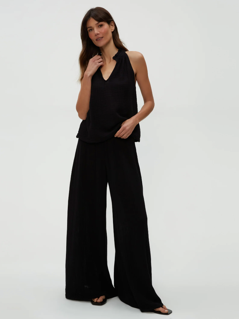 Simba smocked waist pant - black