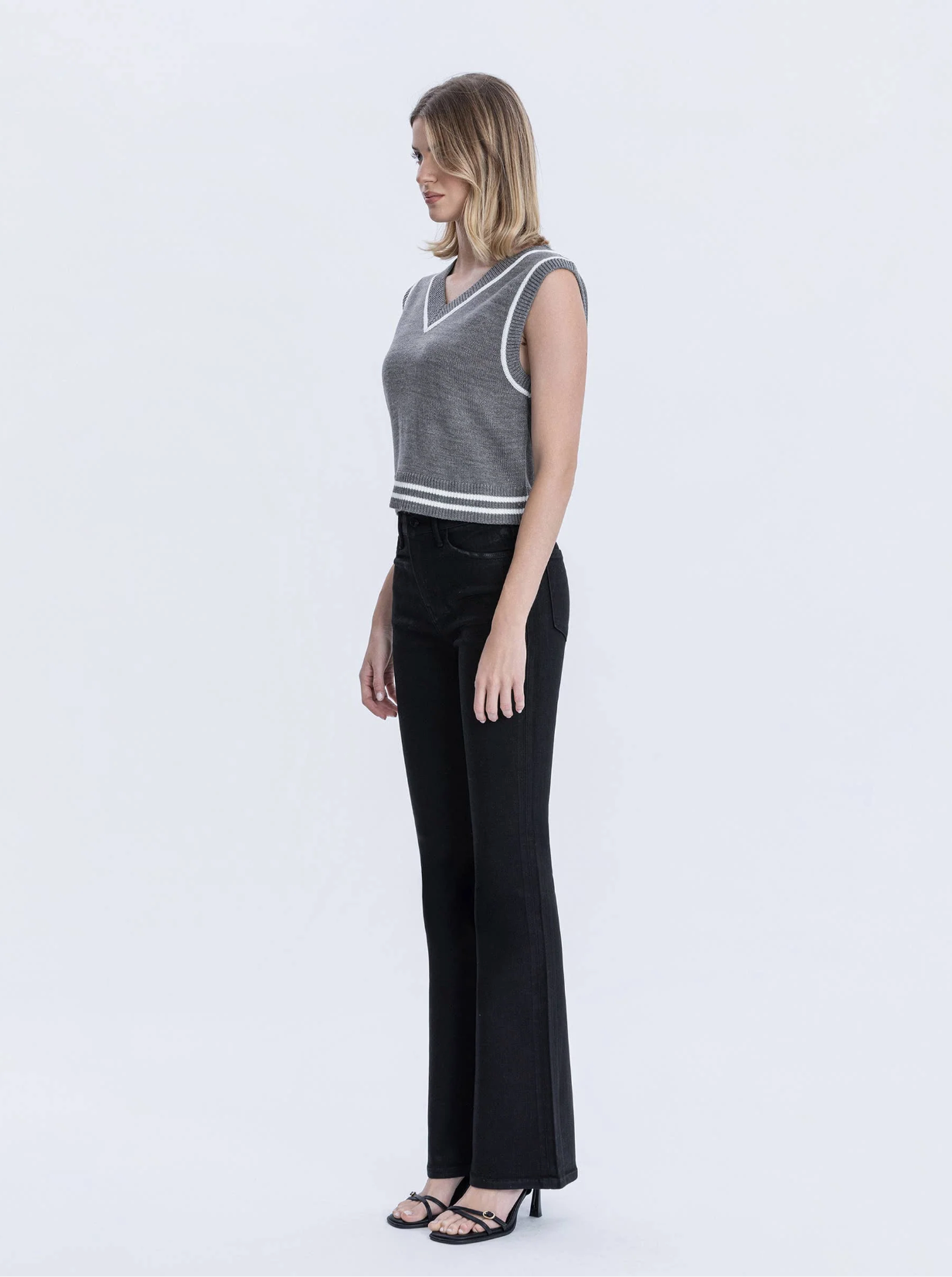 F6314BK - Full Length Black Bootcut Jeans - black