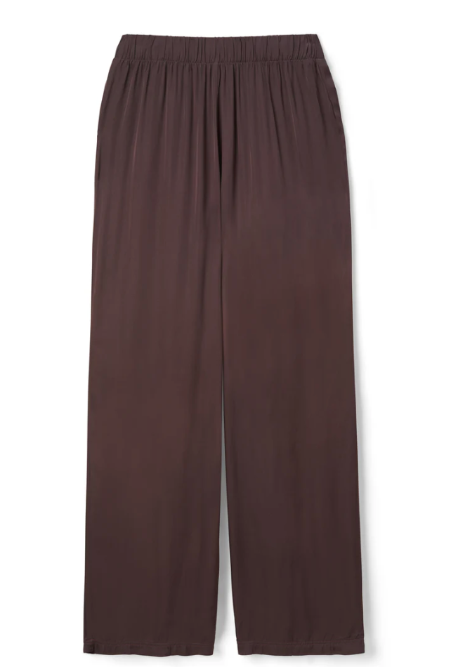 Camile satin straight leg pant - cocoa