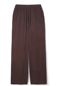 Camile satin straight leg pant - cocoa