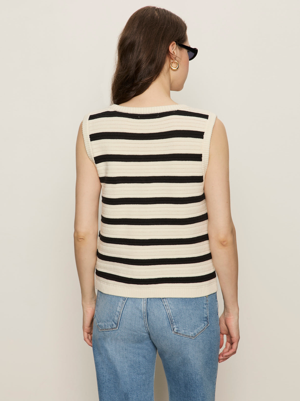 Textured sweater vest - macrame / black stripe