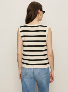 Textured sweater vest - macrame / black stripe