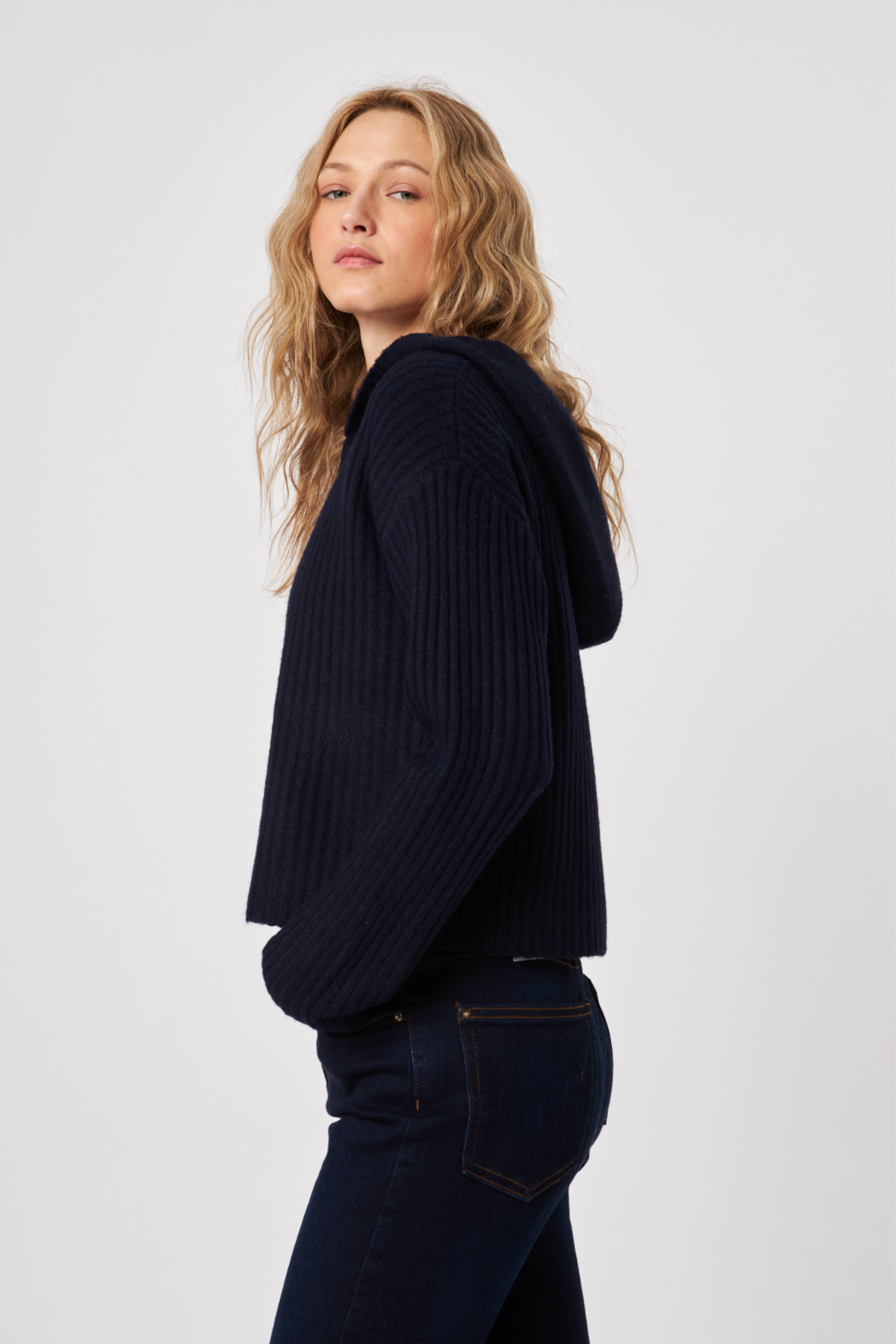 Gavin zip hoodie sweater - navy