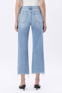 F6037 - Mid Rise Distressed Crop Slim Wide Jeans - ezra