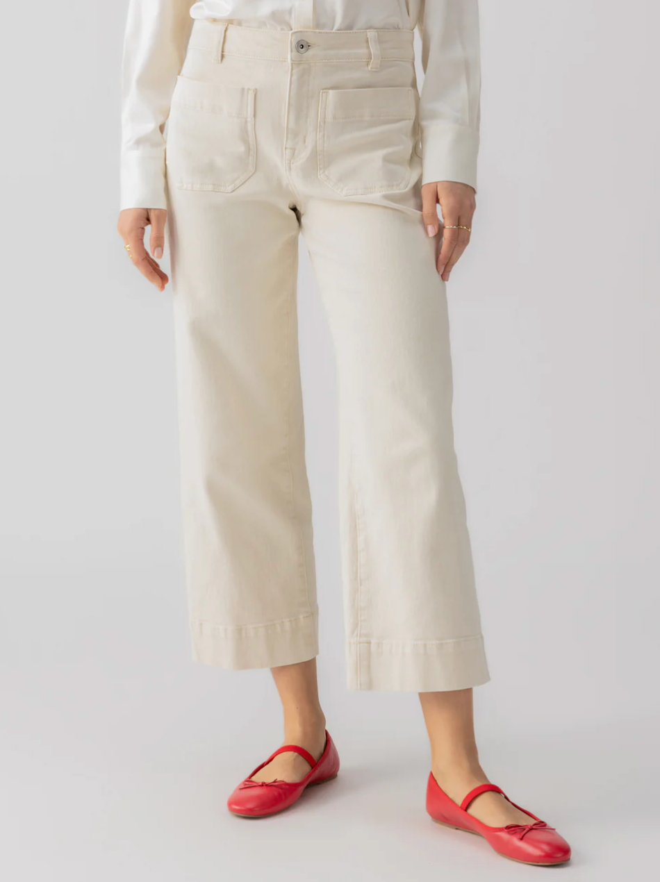 The marine cropped denim pants - french vanilla