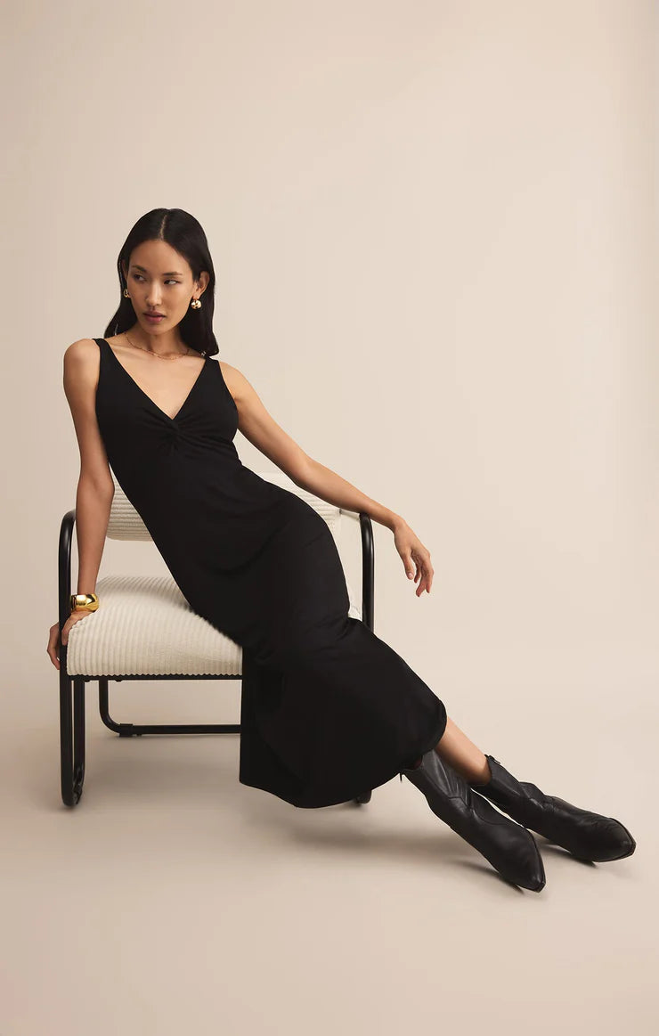 Eleve twist midi dress - black