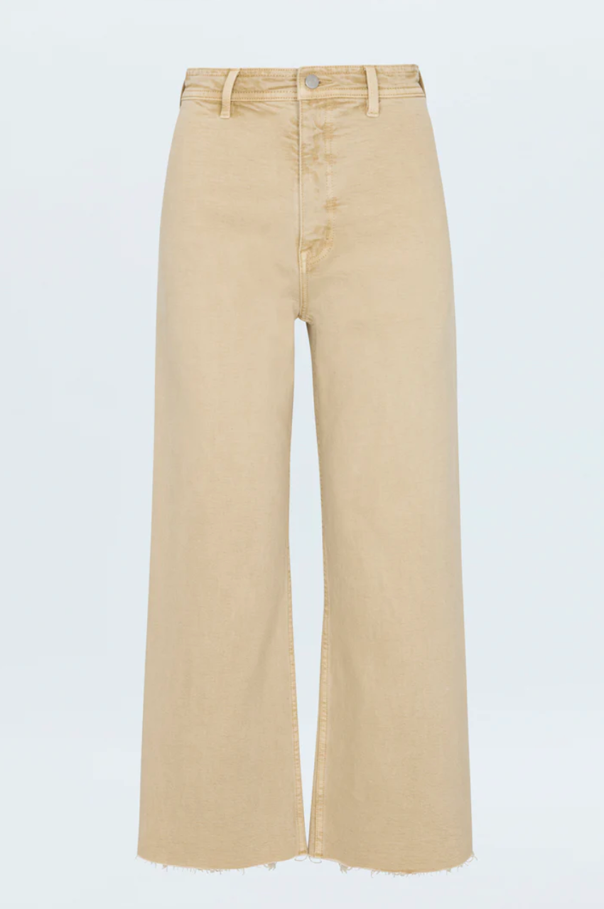 Penny crop high-rise wide leg jean - sand dollar