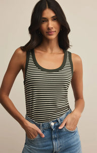 Elin stripe rib tank - dark agave