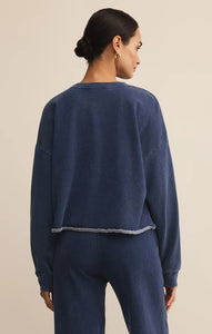 Circuit knit denim sweatshirt - indigo