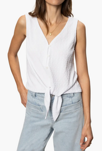 Vacation tie front tank - white